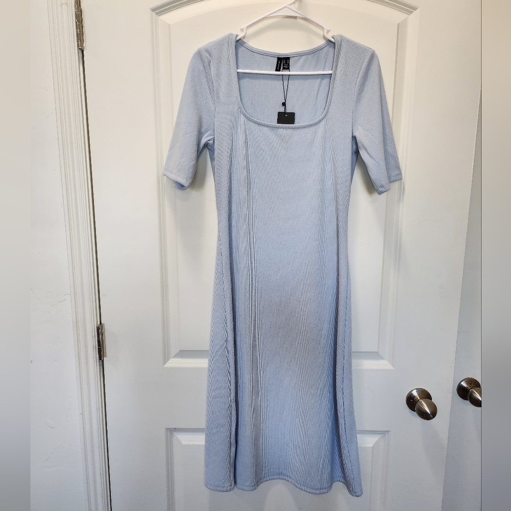 Vero Moda Ribbed Blue Dress - Picture 3 of 7